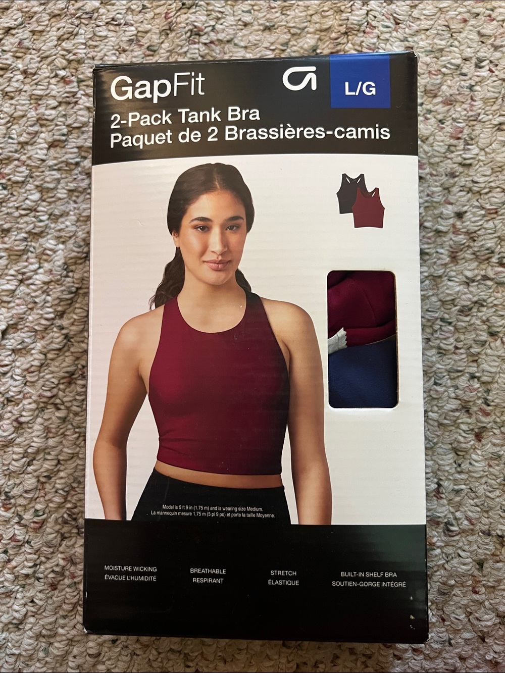GAP GapFit 2-Pack Tank Bras - Burgundy & Navy